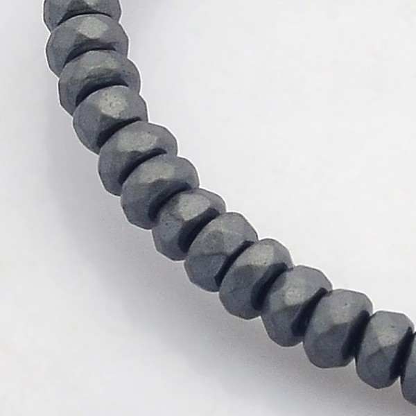 

PandaHall Electroplate Non-magnetic Synthetic Hematite Beads Strands, Faceted Rondelle, Frosted, Black Plated, 4x2mm, Hole: 1mm, about...