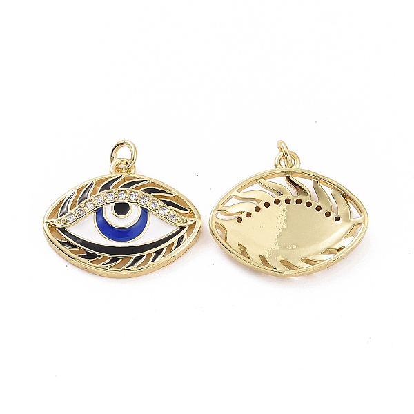 

PandaHall Brass Micro Pave Cubic Zirconia Pendants, with Enamel Evil Eye and Jump Ring, Golden, 19x23x4mm, Hole: 3mm Brass+Cubic..., Blue