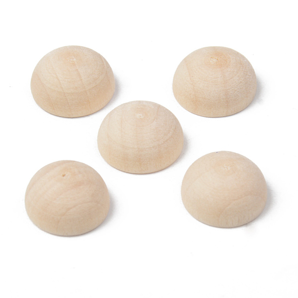 

PandaHall Unfinished Natural Wood Cabochons, Undyed, Half Round/Dome, Old Lace, 12x6mm Wood Half Round