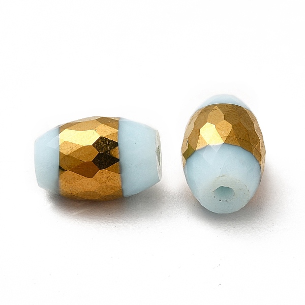 

PandaHall Opaque Electroplate Glass Beads, Half Golden Plated, Faceted, Oval, Aqua, 12x8mm, Hole: 0.8mm Glass Oval Cyan