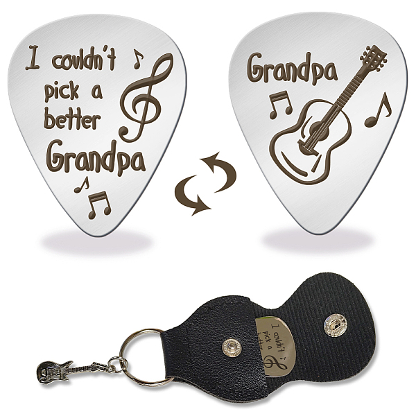 

PandaHall Double-side Laser 201 Stainless Steel Guitar Picks, with Black PU Leather Guitar Picks Holder, Plectrum Guitar Accessories...