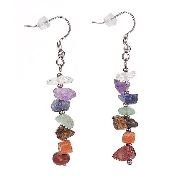 

PandaHall Chakra Jewelry, Chip Natural Gemstone Dangle Earrings, with Glass Seed Beads, 316 Surgical Stainless Steel Earring Hooks and...