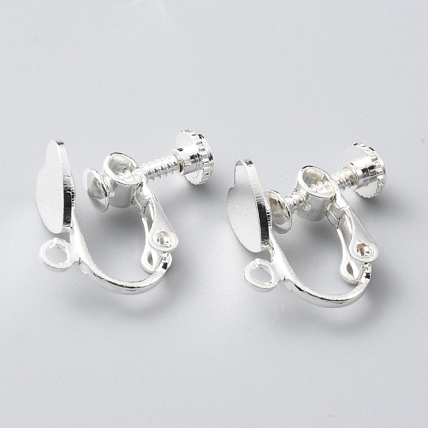 

PandaHall Heart Brass Clip-on Earring Findings, Components Screw Back Ear Wire Non Pierced Earring Converter, with Vertical Loop, for...