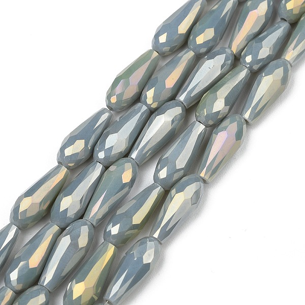 

PandaHall Electroplated Opaque Glass Beads Strands, Full Rainbow Plated, Faceted, Teardrop, Slate Gray, 15x6mm, Hole: 1mm, about...