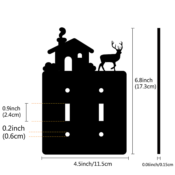 

PandaHall Iron Light Switch Decorations, with Screws, Rectangle with House & Deer, Black, 173x115x1.5mm Iron Rectangle Black