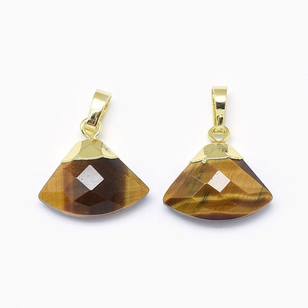 

PandaHall Natural Tiger Eye Pendants, with Long-Lasting Plated Brass Findings, Faceted, Triangle, Golden, 14~15x15~16x5mm, Hole: 3.5x5.5mm...