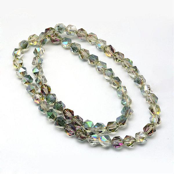 

PandaHall Electroplate Glass Beads Strands, Rainbow Plated, Faceted Polygon, Medium Sea Green, 9.5~10x9.5x9.5mm, Hole: 1.5mm, about...