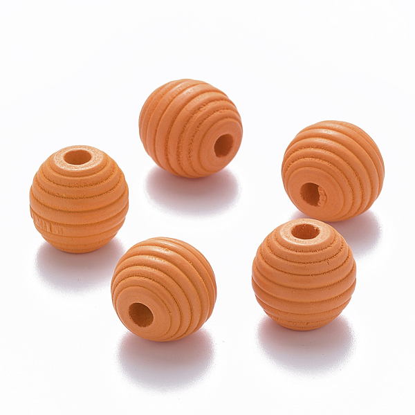 

PandaHall Painted Natural Wood Beehive European Beads, Large Hole Beads, Round, Orange, 18x17mm, Hole: 4.5mm Wood Round Orange