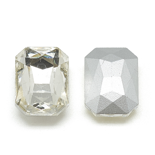 

PandaHall Pointed Back Glass Rhinestone Cabochons, Faceted, Rectangle Octagon, Crystal, 18x13x5mm Glass Rhinestone Octagon Clear
