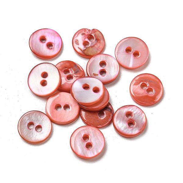 

PandaHall Freshwater Shell Buttons, 2-Hole, Flat Round, Tomato, 9x1~2mm, Hole: 1.5mm Shell Flat Round Red