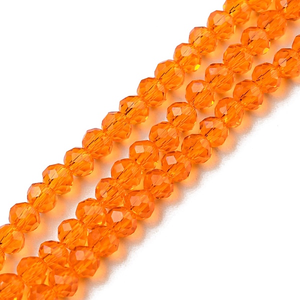 

PandaHall Transparent Glass Beads Strands, Faceted, Rondelle, Orange, 3x2mm, Hole: 0.8mm, about 185~190pcs/strand, 15.5~16 inch(39.3~40.6cm)...