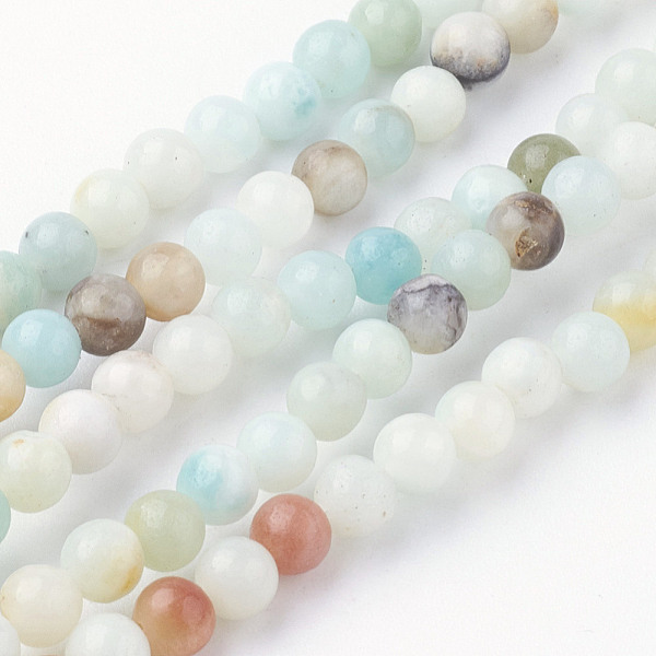 

PandaHall Natural Flower Amazonite Bead Strands, Round, 4~4.5mm, Hole: 1mm, about 85~90pcs/strand, 14.9 inch(38cm) Flower Amazonite Round