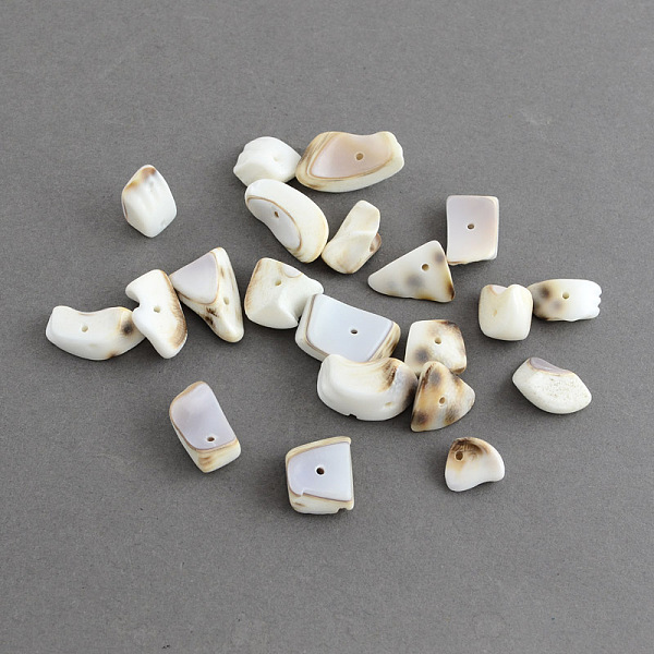 

PandaHall Natural Irregular Tiger Cowrie Shell Chips Beads, Shell Shards, Creamy White, 10~20x10~12x6~8mm, Hole: 1.5mm Tiger Cowrie Shell...