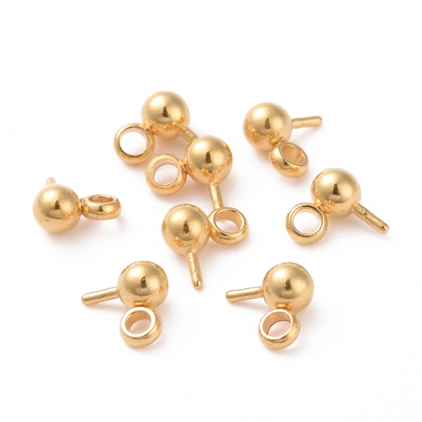

PandaHall 304 Stainless Steel Ball Stud Earring Post, with 201 Stainless Steel Vertical Loop and 316 Surgical Stainless Steel Pins, Golden...