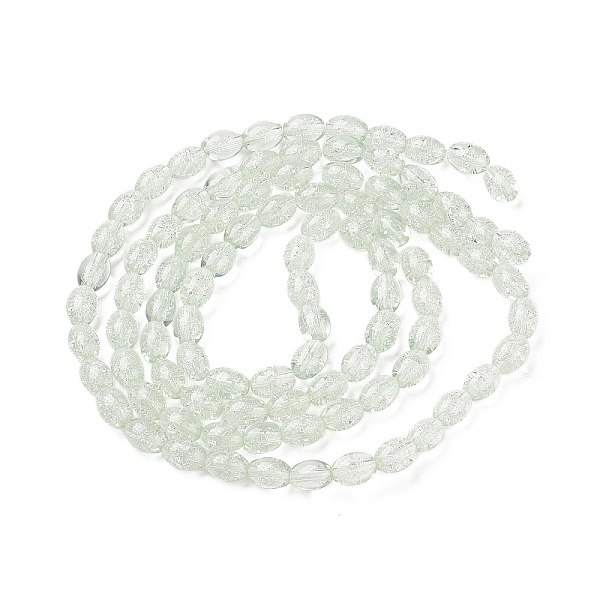 

PandaHall Transparent Crackle Glass Beads Strands, Oval, Honeydew, 8x5.5~6mm, Hole: 1mm, about 100pcs/strand, 31.4 inch Glass Oval Green
