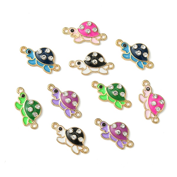 

PandaHall 10Pcs 5 Colors Alloy Enamel Connector Charms, Tortoise Links with Crystal Rhinestone, Light Gold, Mixed Color, 23x12x3mm, Hole..., Multicolor