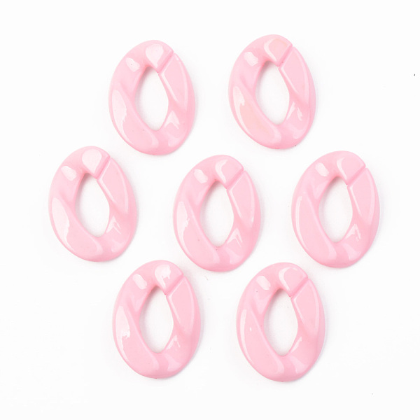 

PandaHall Opaque Acrylic Linking Rings, Quick Link Connectors, for Curb Chains Making, Unwelded, Twist, Pink, 39.5x29.5x7.5mm, Inner...