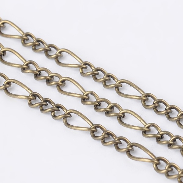 

PandaHall Iron Handmade Chains Figaro Chains Mother-Son Chains, Unwelded, Antique Bronze, with Spool, Lead Free and Nickel Free, Mother Link...