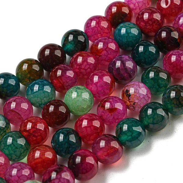 

PandaHall Dyed Natural Agate Beads Strands, Round, 8mm, Hole: 1mm, about 48pcs/strand, 14.9 inch Multi-Color Agate Round