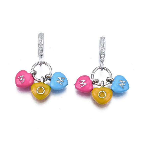 

PandaHall Rack Plating Alloy Enamel European Dangle Charms, Large Hole Beads, Cadmium Free & Lead Free, Platinum, Heart with Word MOM, for...