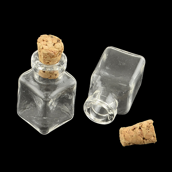 

PandaHall Cuboid Glass Bottle for Bead Containers, with Cork Stopper, Wishing Bottle, Clear, 25x14x14mm, Hole: 6mm, Bottleneck: 9.5mm in...