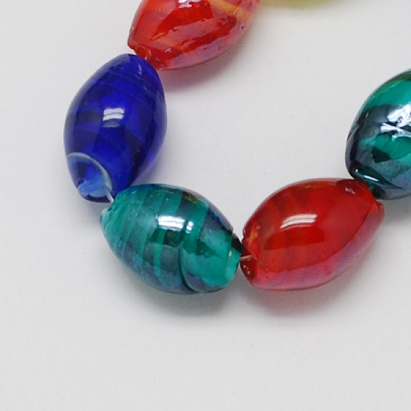 

PandaHall Handmade Lampwork Beads, Pearlized, Oval, Mixed Color, 17x12mm, Hole: 1mm Lampwork Oval Multicolor