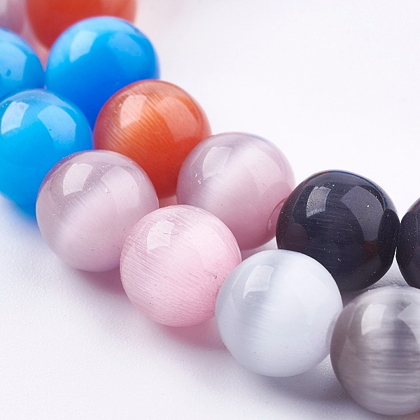 

PandaHall Cat Eye Beads Strands, Round, Mixed Color, 8mm, Hole: 1mm, about 48pcs/strand, 13.9 inch(35.5cm) Glass Round Multicolor