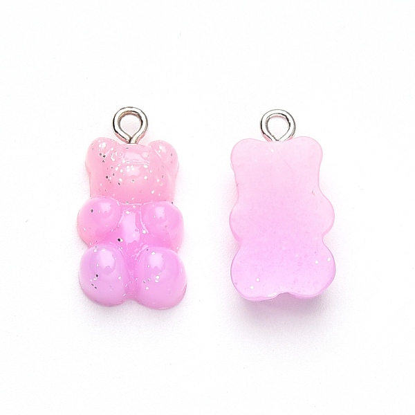 

PandaHall Gradient Color Opaque Resin Pendants, with Glitter Powder and Platinum Tone Iron Peg Bails, Bear, Pearl Pink, 21x11x6.5mm, Hole...