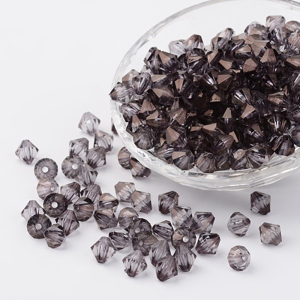 

PandaHall Faceted Bicone Transparent Acrylic Beads, Dyed, Gray, 4mm, Hole: 1mm Acrylic Bicone Gray