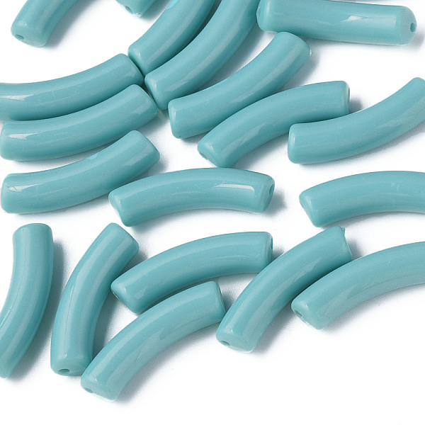 

PandaHall Opaque Acrylic Beads, Curved Tube, Turquoise, 32x10x8mm, Hole: 1.8mm Acrylic Tube Green