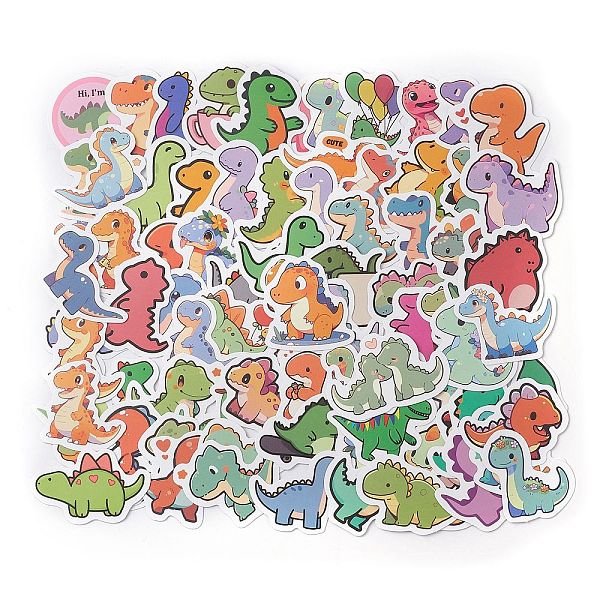 

PandaHall 100Pcs PVC Waterproof Cartoon Stickers, for Suitcase, Skateboard, Refrigerator, Helmet, Mobile Phone Shell, Dinosaur..., Multicolor