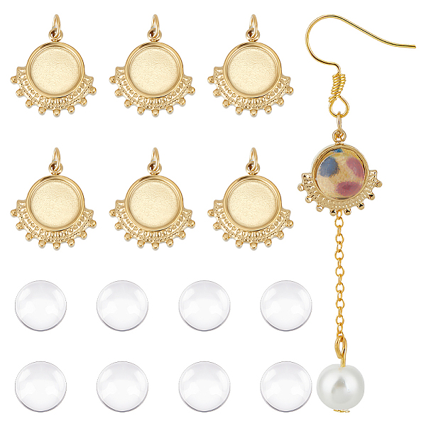 

PandaHall Unicraftale 8Pcs 304 Stainless Steel Pendant Cabochon Settings, with Jump Rings, Flat Round, 8Pcs Transparent Glass Cabochons...