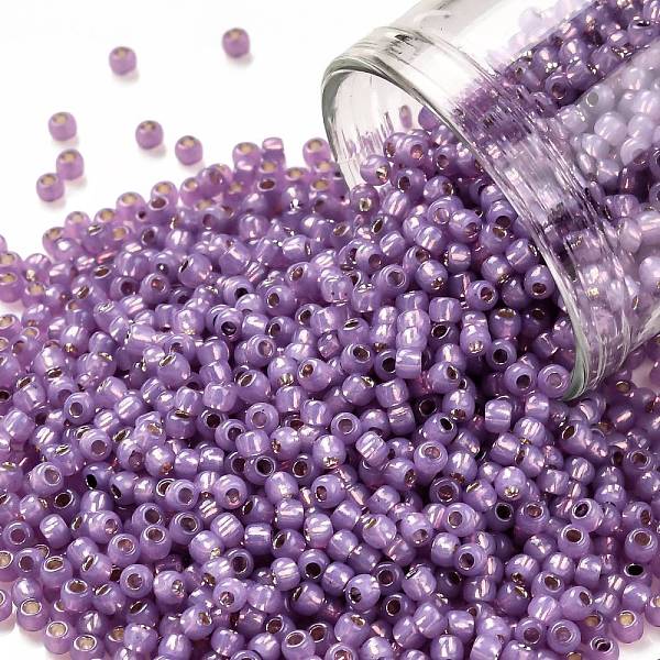 

PandaHall TOHO Round Seed Beads, Japanese Seed Beads, (2108) Silver Lined Milky Amethyst, 11/0, 2.2mm, Hole: 0.8mm, about 1103pcs/10g Glass..., Purple