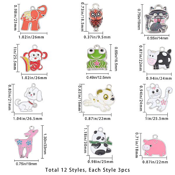 

PandaHall SUNNYCLUE 36Pcs Assorted Enamel Charms Gold Plated Animal Cat Panda Cow Dog Charms Pendants for Jewelry Making Necklace Earrings..., Multicolor