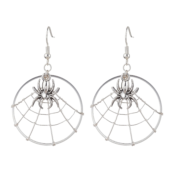 

PandaHall Spider Alloy Dangle Earrings, with Brass Earring Pins, Platinum, 59x36mm Alloy Spider