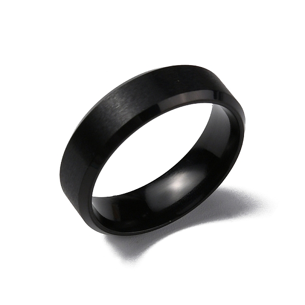 

PandaHall Vacuum Plating Matte Style 304 Stainless Steel Wide Band Finger Rings for Women Men, Plain Band Rings, Electrophoresis Black, 6mm...