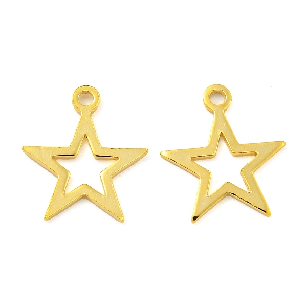 

PandaHall 925 Sterling Silver Hollow Star Charms, Real 18K Gold Plated, 11x10x0.5mm, Hole: 1mm Sterling Silver Star