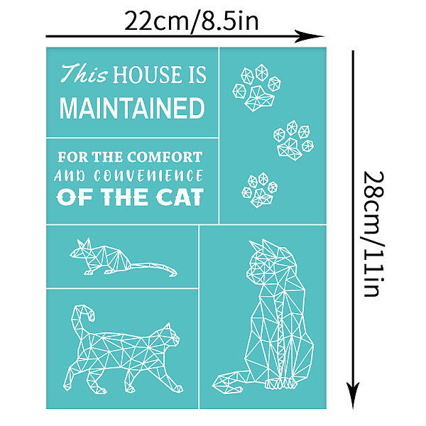 

PandaHall Self-Adhesive Silk Screen Printing Stencil, for Painting on Wood, DIY Decoration T-Shirt Fabric, Turquoise, Cat Pattern, 28x22cm..., Green