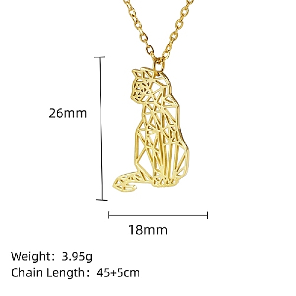 

PandaHall Real 18K Gold Plated Stainless Steel Pendant Necklace, Origami Animal, Cat Shape, 17.72 inch(45cm), Pendant: 26x18mm Stainless...