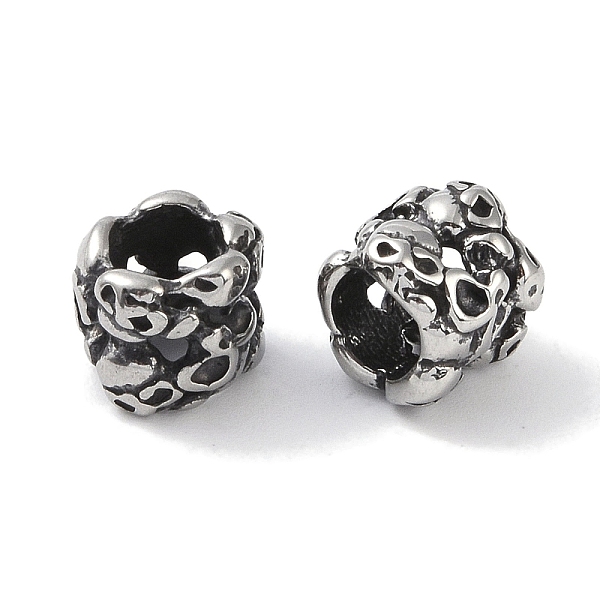 

PandaHall 316 Surgical Stainless Steel European Beads, Large Hole Beads, Column with Skull, Antique Silver, 9x8mm, Hole: 5mm 316 Surgical...