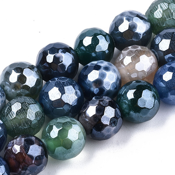 

PandaHall Electroplate Natural Agate Beads Strands, Dyed, Faceted, Pearl Luster Plated, Round, Colorful, 10.5mm, Hole: 1.2mm, about...