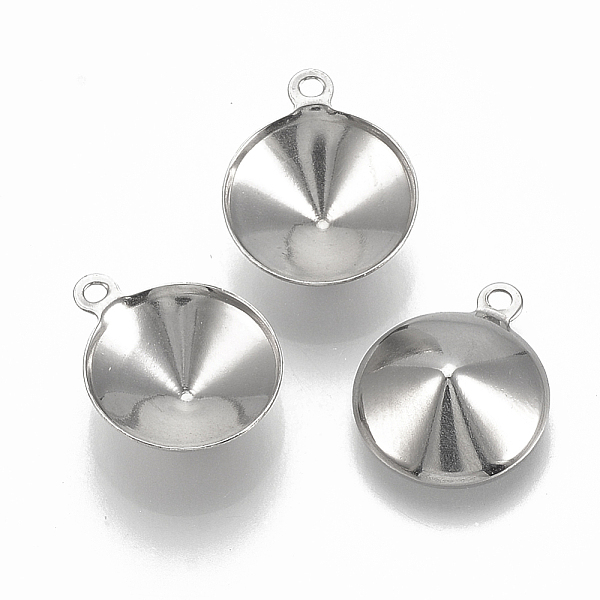 

PandaHall 201 Stainless Steel Pendant Rhinestone Settings, Cone, Stainless Steel Color, Fit for 12mm rhinestone, 15x12.5x4mm, Hole: 1mm 201...