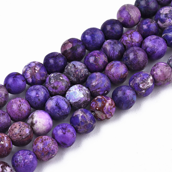

PandaHall Natural American Turquoise Beads Strands, Round, Indigo, 4mm, Hole: 0.8mm, about 47~48pcs/strand, 15 inch(38cm) Natural Turquoise..., Purple