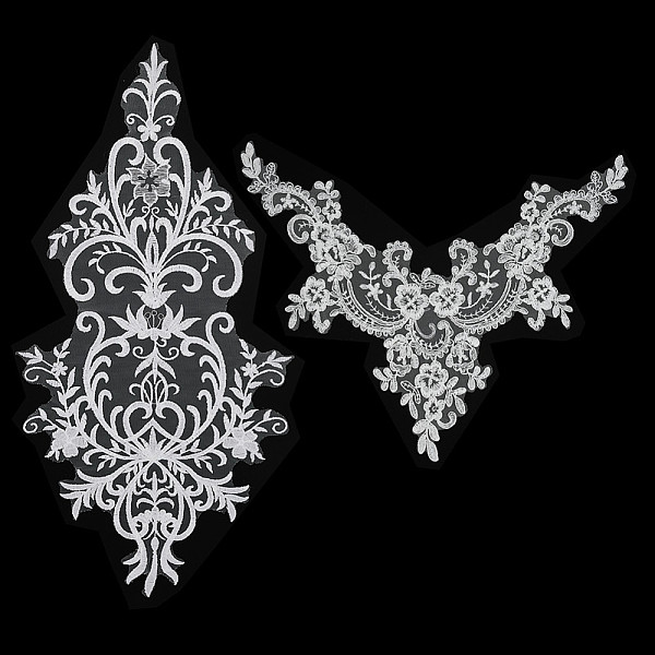 

PandaHall BENECREAT 2 Style Lace Flower Embroidery Appliques, White Lace Applique Sew on Patches Embroidery Trim for Bridal Veil Headwear...