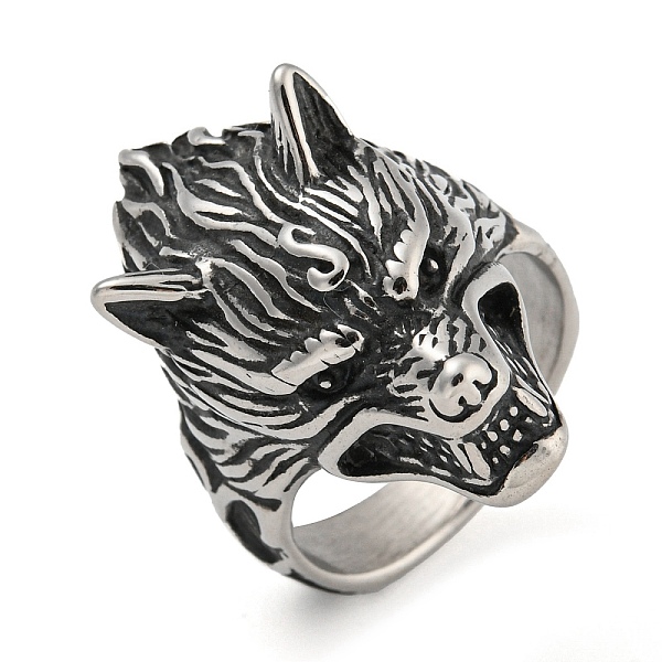 

PandaHall 304 Stainless Steel Ring, Wolf, Inner Diameter: 19mm 304 Stainless Steel Wolf