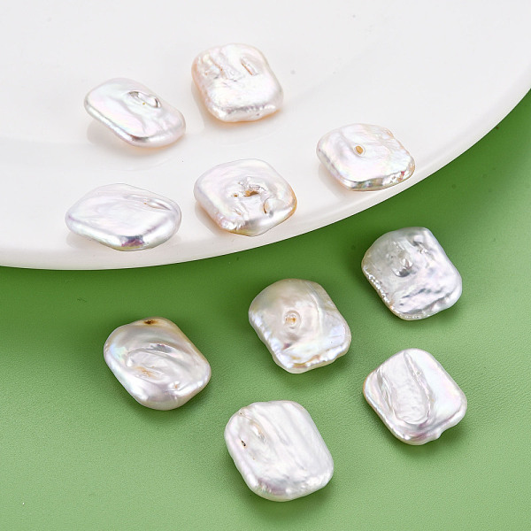 

PandaHall Natural Keshi Pearl Beads, Cultured Freshwater Pearl, No Hole/Undrilled, Rectangle, Seashell Color, 18~21x15~16x4~7mm Keshi Pearl...