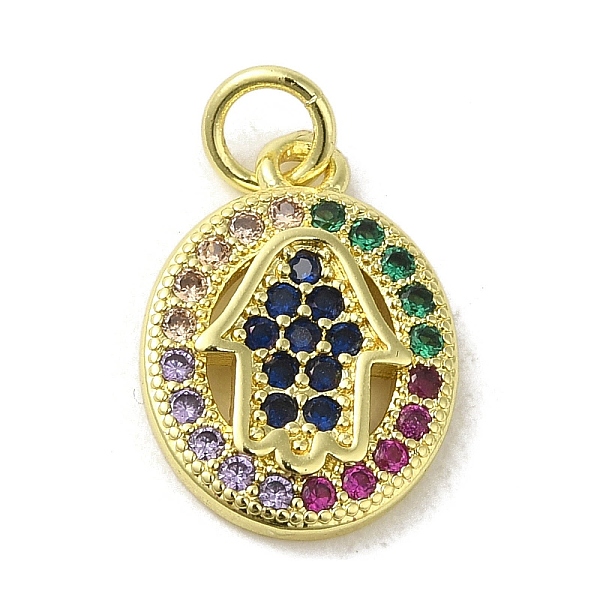 

PandaHall Brass Micro Pave Cubic Zirconia Pendants, Real 18K Gold Plated, Hamsa Hand Charms, Colorful, 16.5x11.5x2mm, Hole: 3mm Brass+Cubic...
