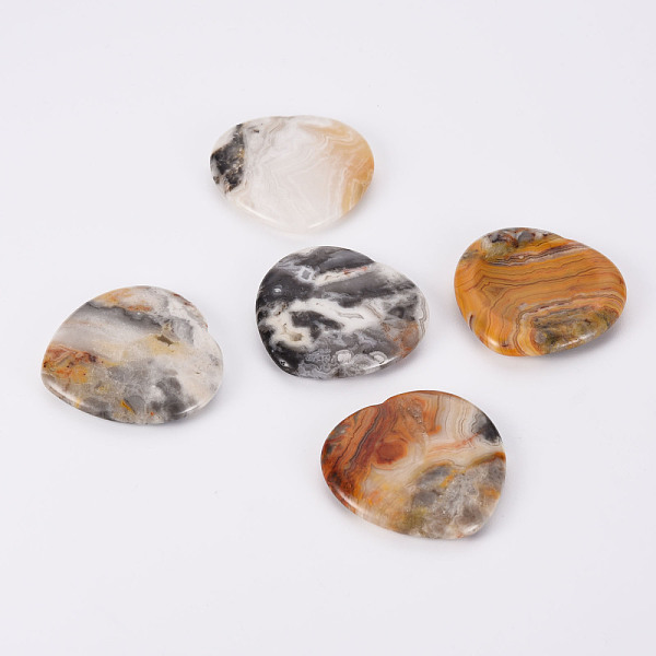 

PandaHall Natural Crazy Agate Thumb Worry Stone, Pocket Palm Stones, for Healing Reiki Stress Relief, Heart Shape, 39~40x39~40x5~6mm Crazy...