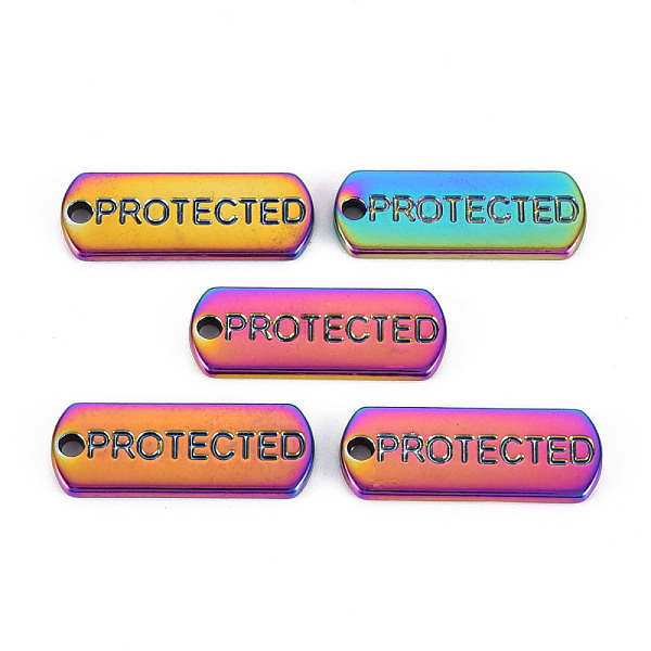 

PandaHall Rainbow Color Alloy Charms, Cadmium Free & Nickel Free & Lead Free, Oval with Protected, 21x8x1.5mm, Hole: 1.6mm Alloy Oval