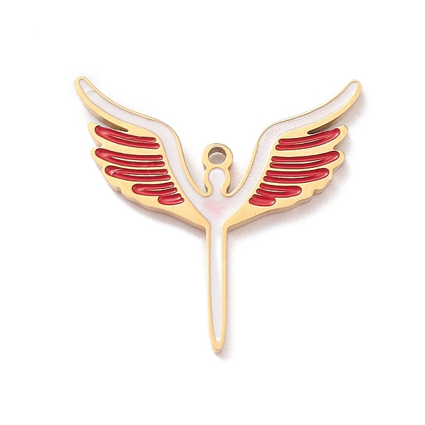 

PandaHall 304 Stainless Steel Pendants, with Enamel, Angel Charm, Real 18K Gold Plated, 19.5x19.5x1.5mm, Hole: 1.2mm Stainless Steel+Enamel..., Red